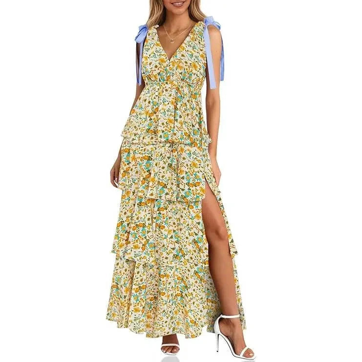 Floral Tie-Shoulder Maxi Dress