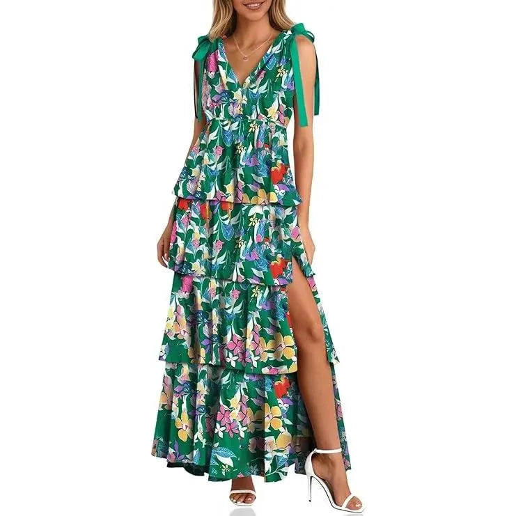Floral Tie-Shoulder Maxi Dress