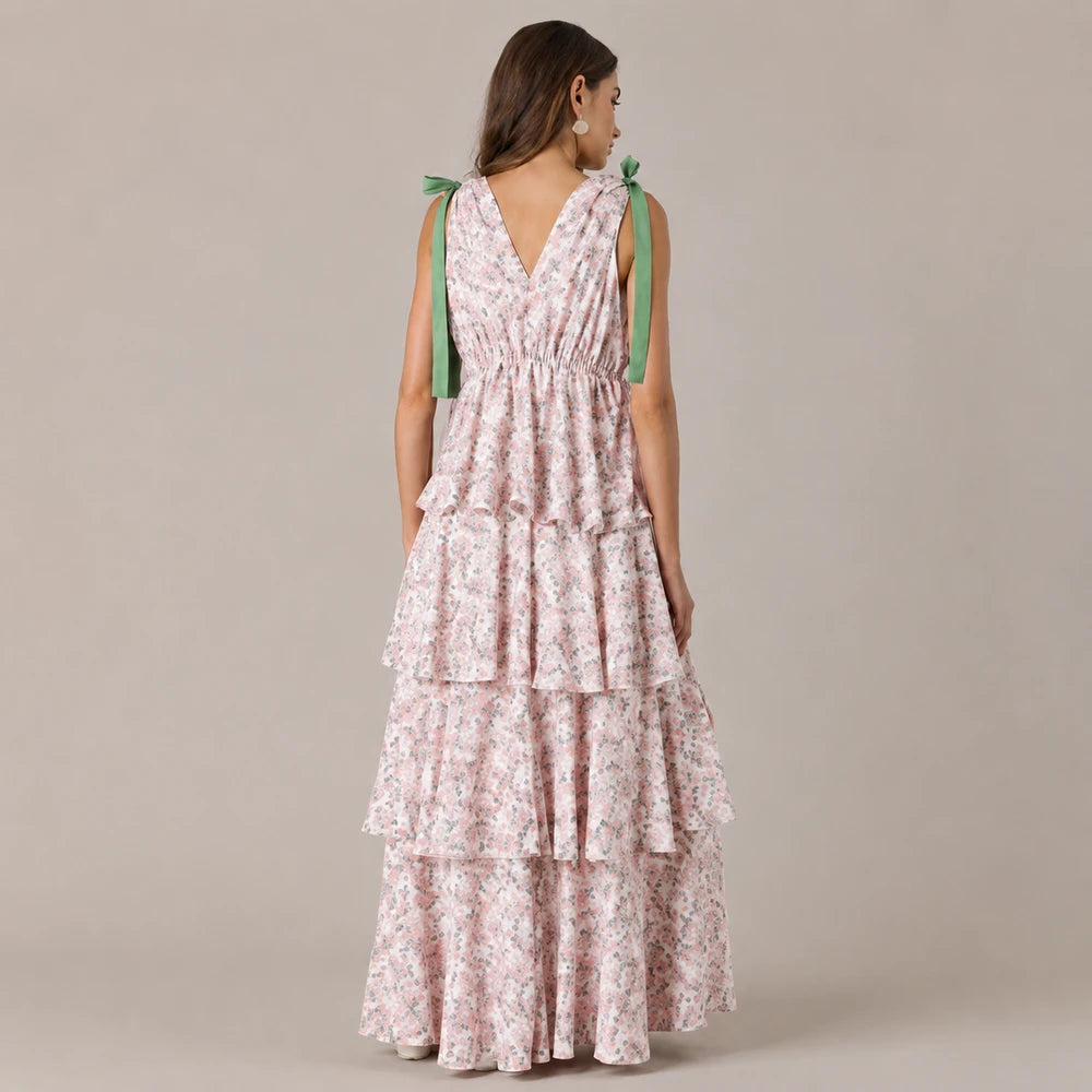 Floral Tie-Shoulder Maxi Dress
