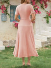Women’s Textured Gold-Button A-Line Midi Dress – Elegant & Flattering