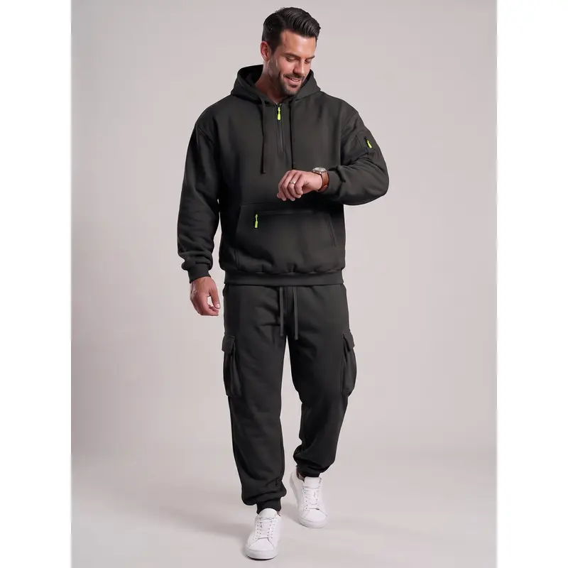 Men’s Hooded Two-Piece Set – Relaxed-Fit Top & Pants for Fall & Winter