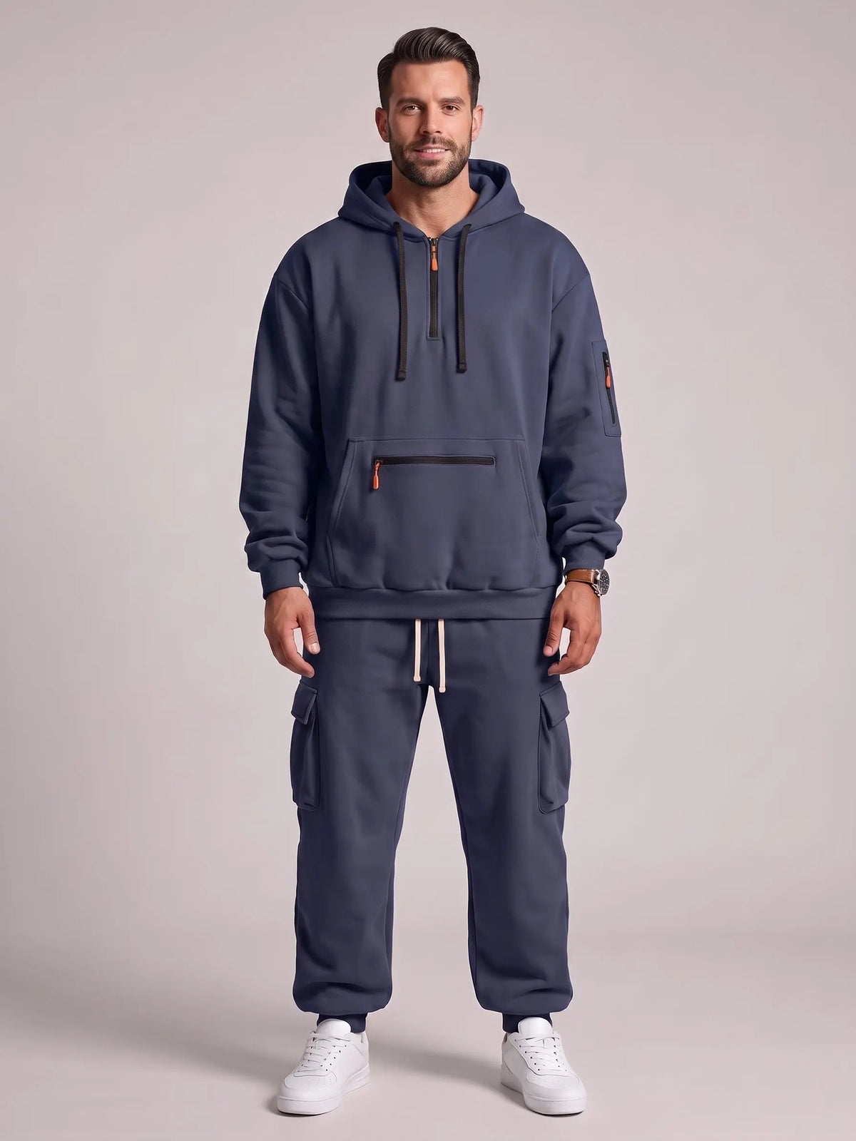 Men’s Hooded Two-Piece Set – Relaxed-Fit Top & Pants for Fall & Winter