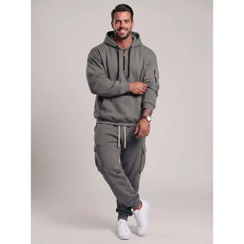 Men’s Hooded Two-Piece Set – Relaxed-Fit Top & Pants for Fall & Winter
