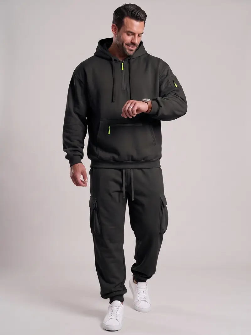 Men’s Hooded Two-Piece Set – Relaxed-Fit Top & Pants for Fall & Winter