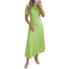 Women’s Textured Gold-Button A-Line Midi Dress – Elegant & Flattering