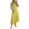Women’s Textured Gold-Button A-Line Midi Dress – Elegant & Flattering