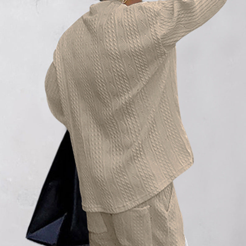 Men's Luxury Cable Knit V-Neck Set – Premium Casual Two Piece Outfit