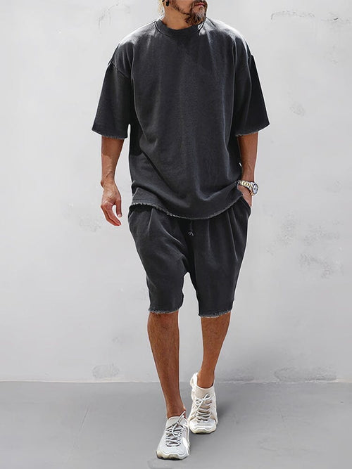 Casual Loose Fit Solid Sports Sets