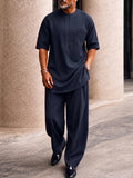 Casual Creative Pocket Longline Top Pants Set