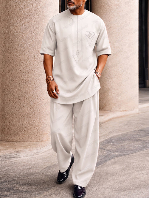 Casual Creative Pocket Longline Top Pants Set
