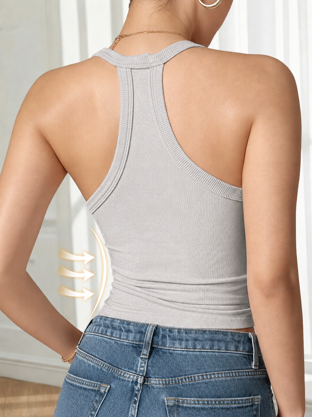 Women's Built-In Bra Ribbed Tank Top
