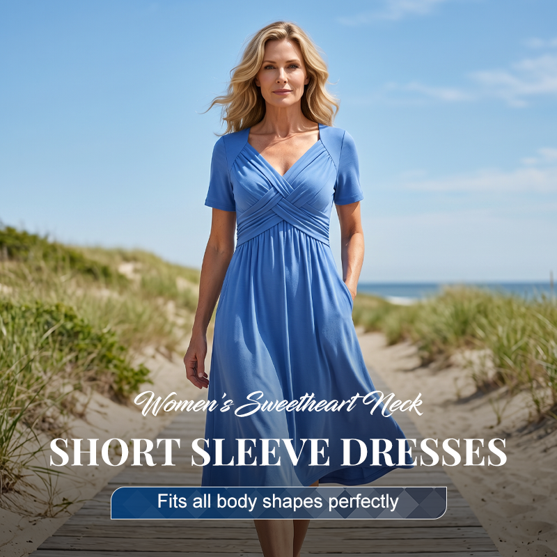 👗💙 52% OFF TODAY! ✨ Women’s V-Neck Short Sleeve Long Dress 🌸 Elegant Flowing Fit, Comfortable Fabric & Effortless Everyday Style